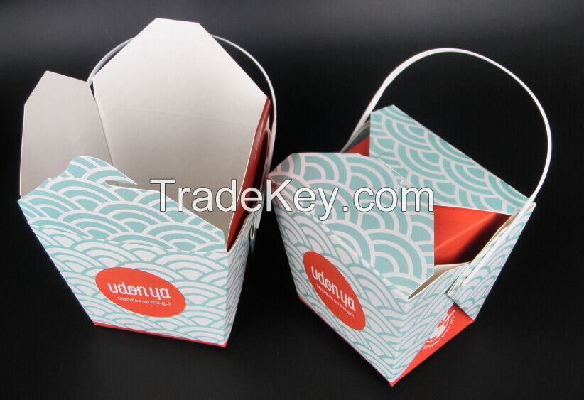 Disposable Chinese Take Out Box /noodle box with plastic Handle