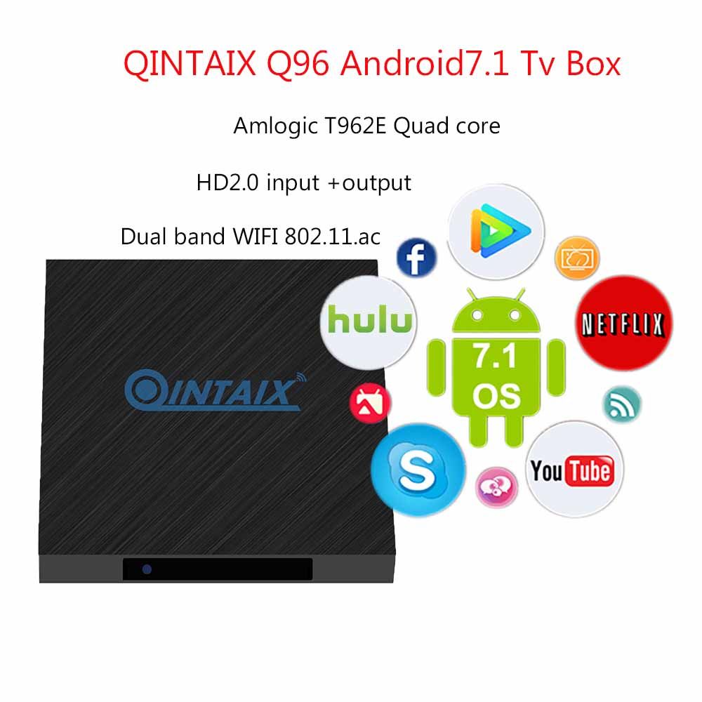 QINTAIX Q96 tv box HDMI INput Amlogic T962E Quad Core 2gb ram 16gb rom android7.1 set top box use for Digital signage support RTC