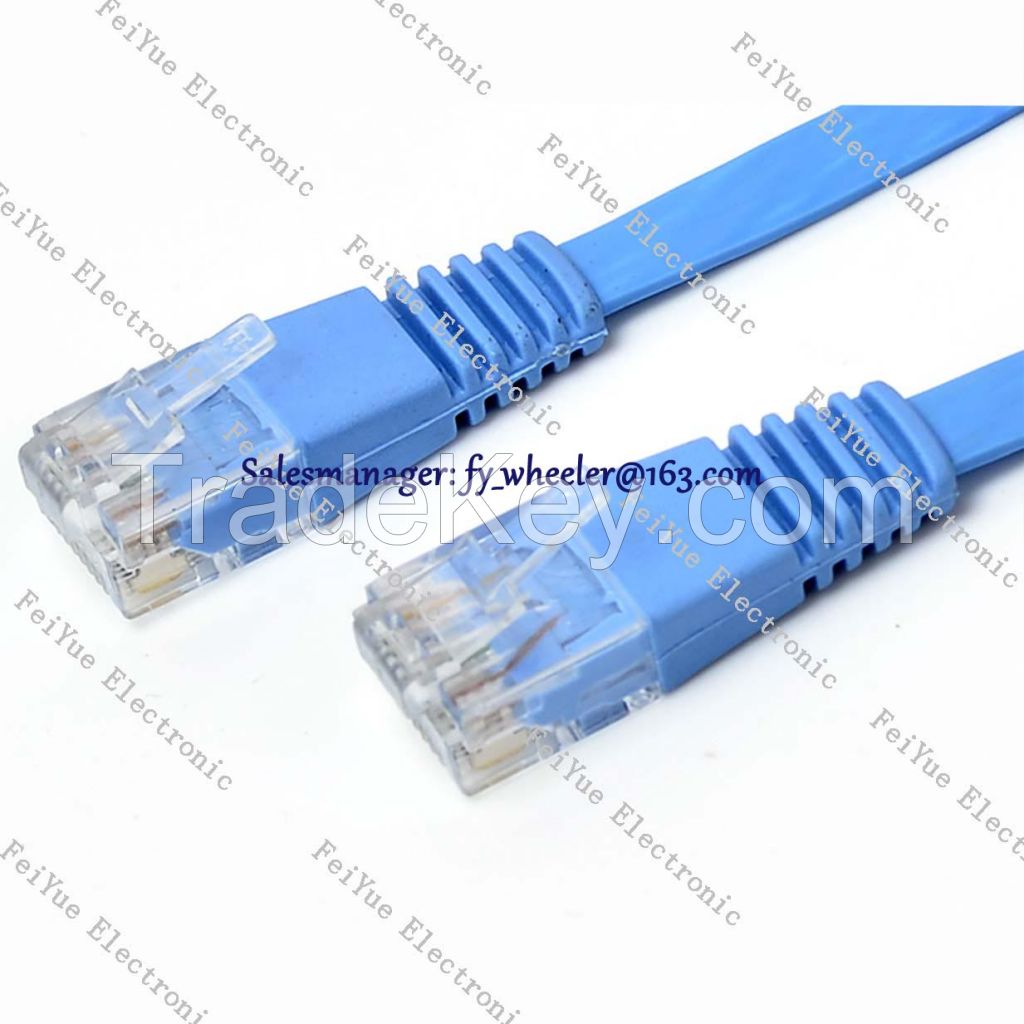 Flat slim RJ45 ethernet male to male cat6 UTP bare copper network patc