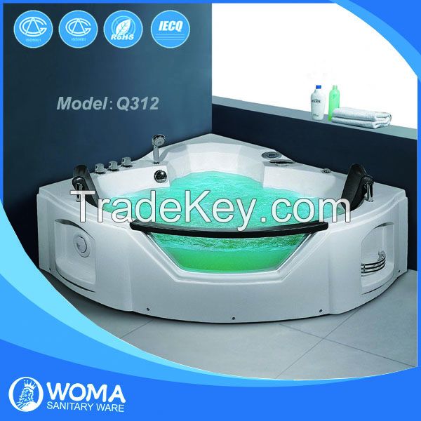 Acrylic corner jacuzzi massage bathtub