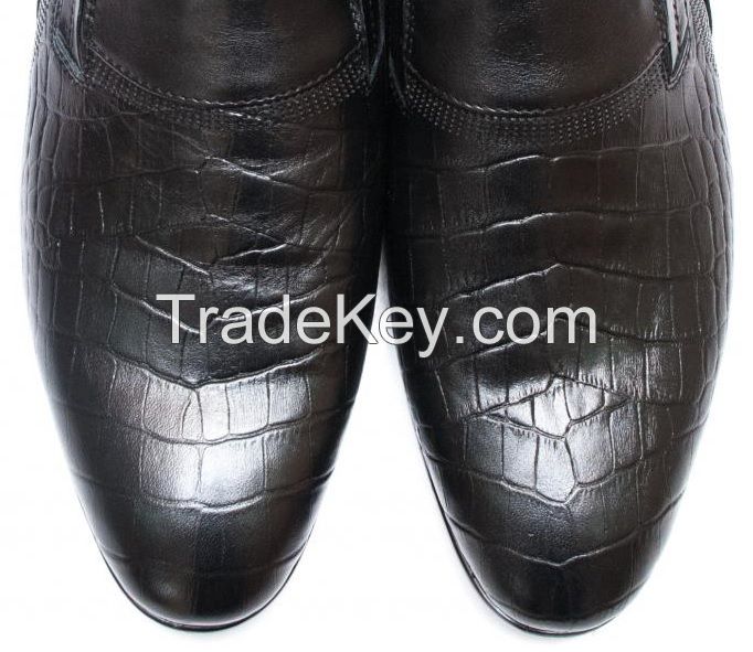 Men Shoes Genuine leather Crocodile print Dress Classical Formal  Black S 8-12