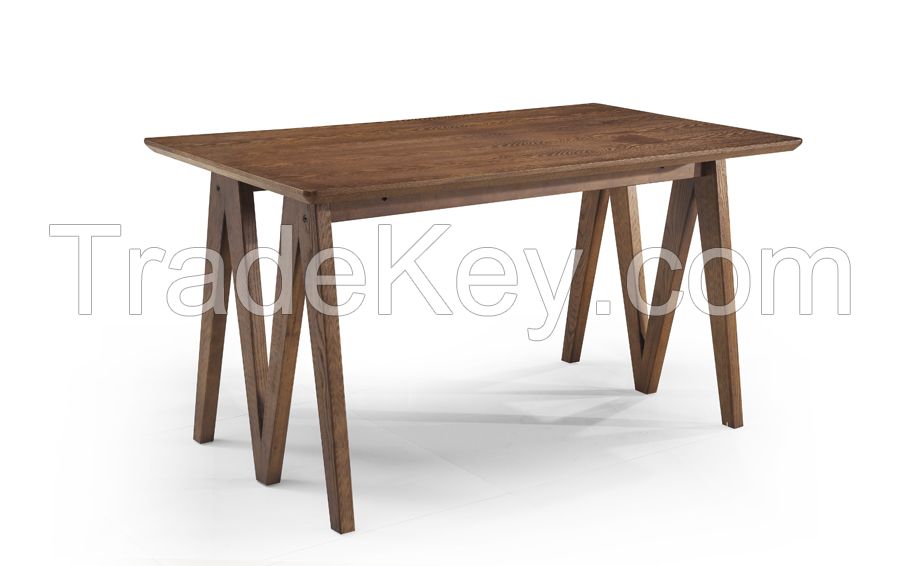 Innovative design dining tables,MDF table top,manchurian ash solid wood base