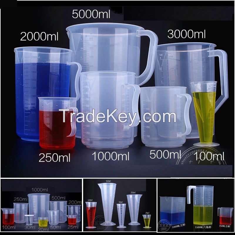 pp plastic beaker cups without handle graduated plastic measuring beaker with handle