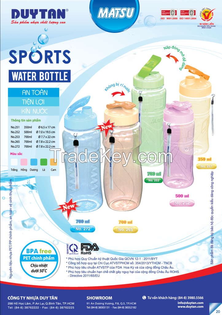 PET preform sport water bottles-Duy Tan Plastics made in Vietnam-High quality-Competitive price-100% new Resin