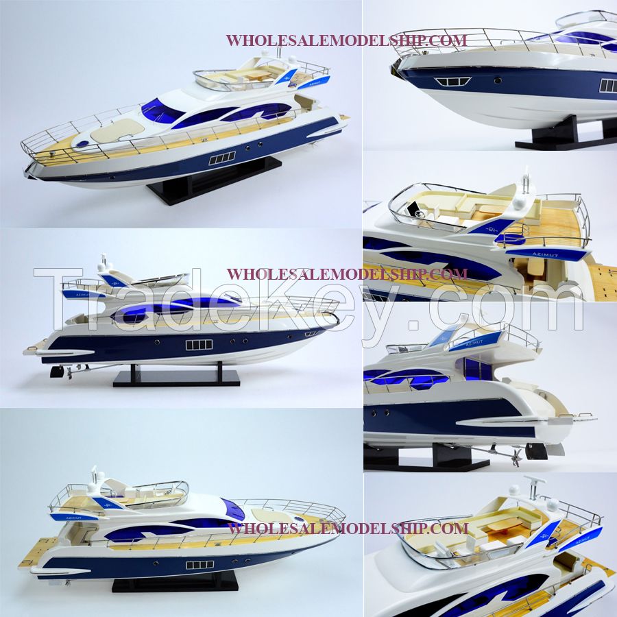 Azimut 64 Flybridge Wooden Speed Boat Model