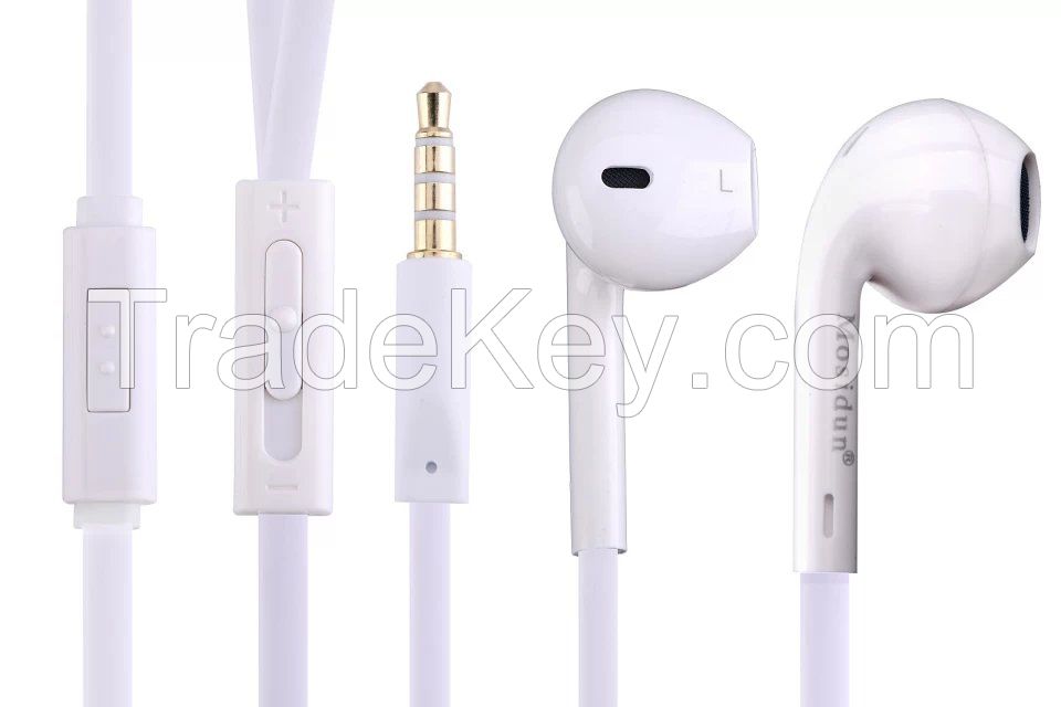 High Quality Popular Flat Cable Plastic Box Packed Intelligent Earphone carry microphones for Cell-phone