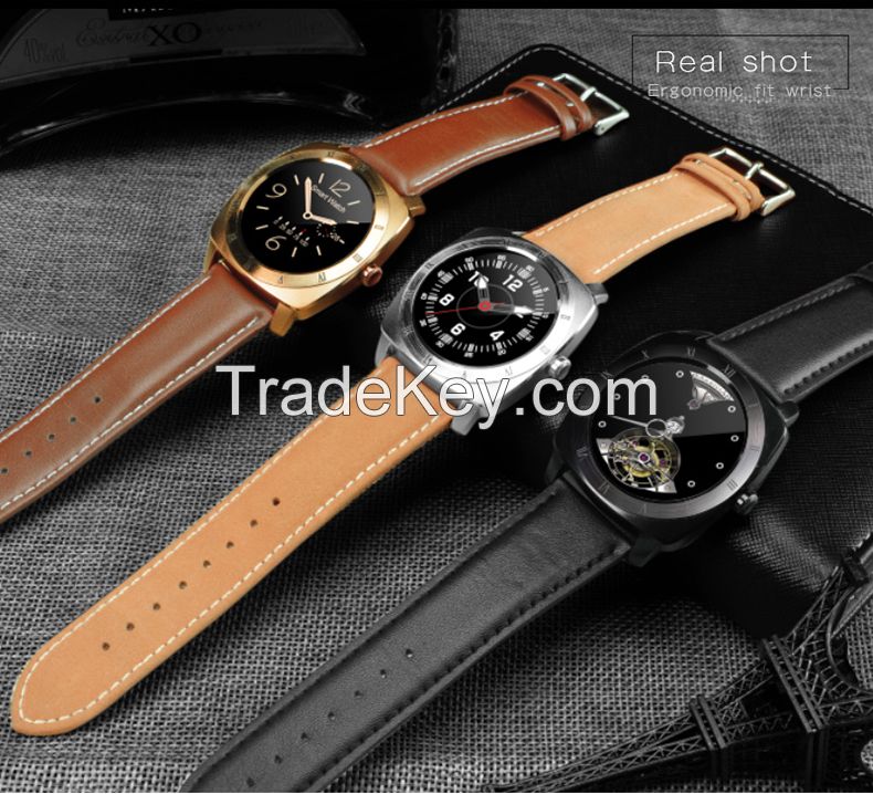 heart rate monitor notification smart sport watch with pedometer and leather band