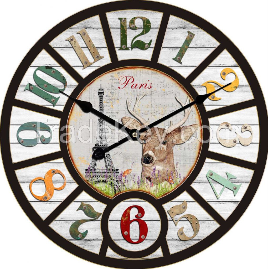 MDF home decoraion wall clock