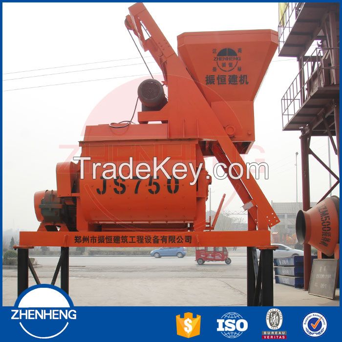 China Best Selling Auto JS750 Double Twin Shaft Concrete Mixer