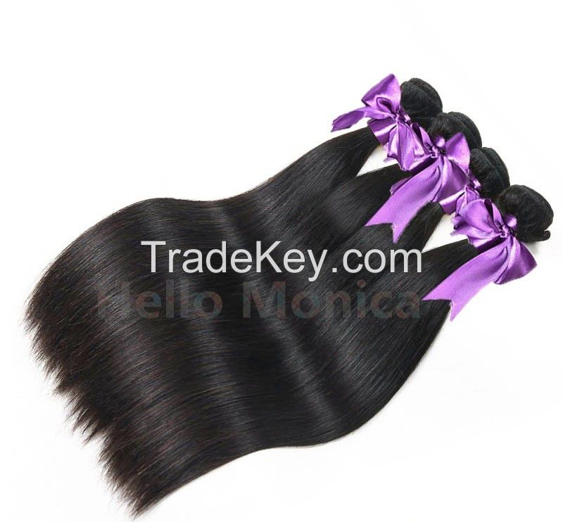 Brazilian virgin straight hair hello monica remy hair products 100% human hair weaves 3 pcs/a lot ,grade 8A, freeshipping