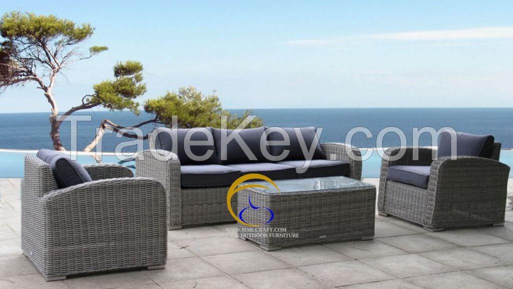 Poly PE Wicker Rattan Living Sofa Set - Synthetic resin patio Garden rattan Sofa Set General Use Outdoor Furniture