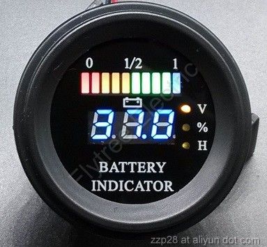 Round battery gauge Dual LED line 10 Bar Digital Battery Discharge Indicator