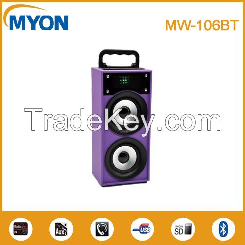 Shiny LED Portable Wooden Bluetooth Speaker With USB Micro SD FM Aux in Function