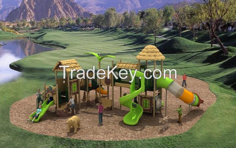 High Quality Outdoor Playground Equipment with Combined Slide Forest Hut Series WD-SC110