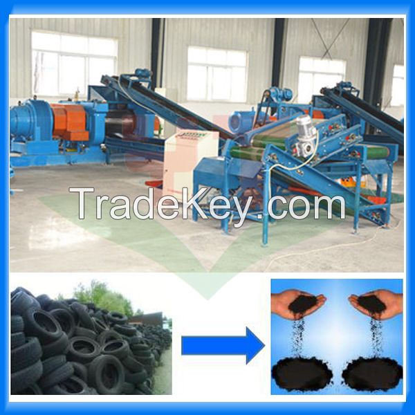 Tire recycling crumb rubber machine