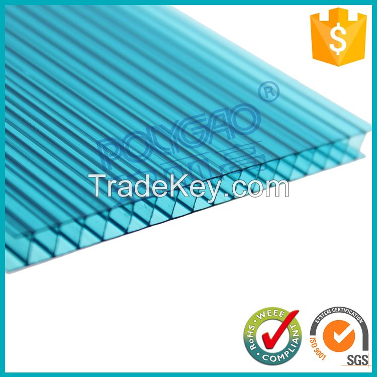 hollow roofing sheet, twin wall polycarbonate sheet for sunroom roof, polycarbonate hollow x profile sheet