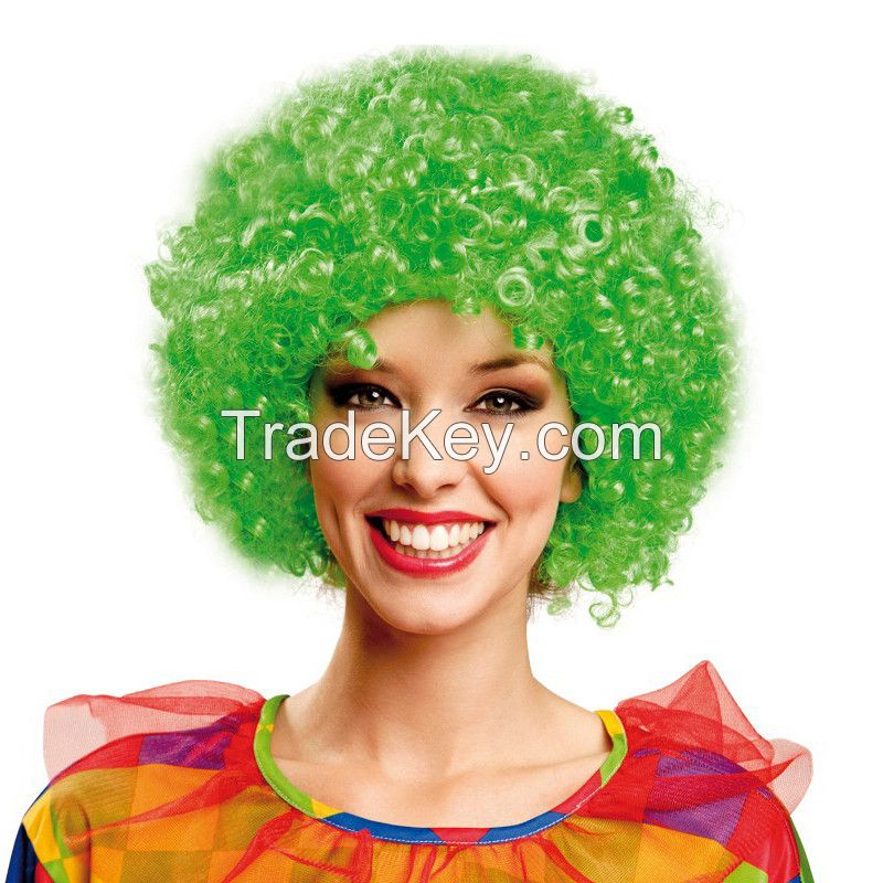 Clown Green afro party wig