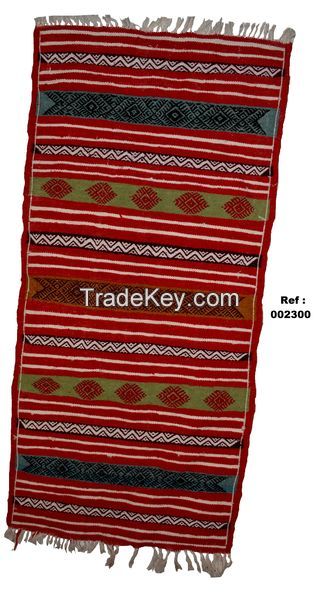 Bedside Kilim (Origin: Tunisia) 100% Wool (Ref # 002300)