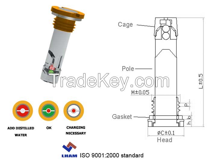 battery charge indicator for car battery with 2 balls A103