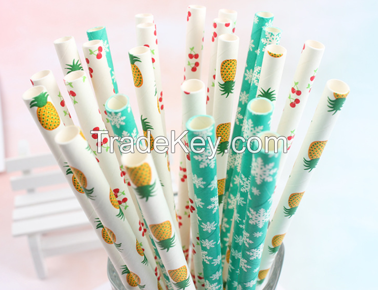 Decorative Paper Straws Summer Party Drinking Straws for Hawaiian Birthday Wedding Party Decoration