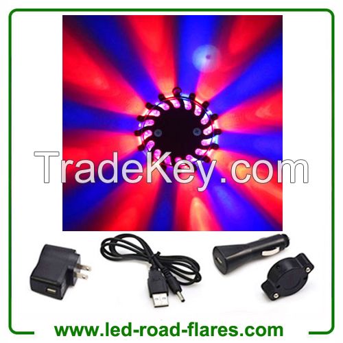 Duo Colours Red Blue Led Road Flares Rechargeable