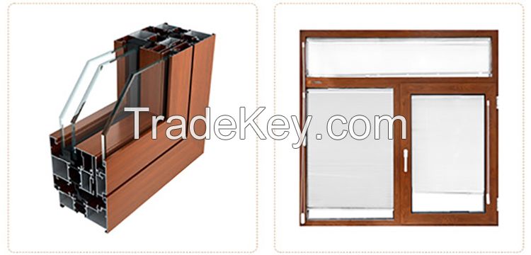 Customized Wood Grain Aluminum Casement Window