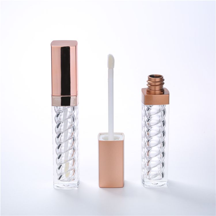 Unique custom bronze plastic square lip gloss tube