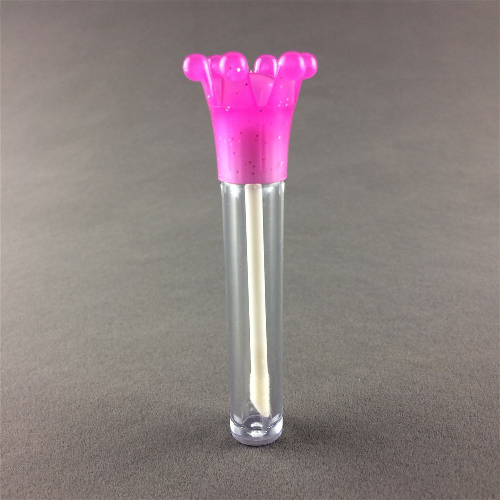 Small empty custom clear lipgloss tube with crown cap