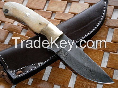 Custom Handmade Damascus Steel Knife- Exotic Bone Handle