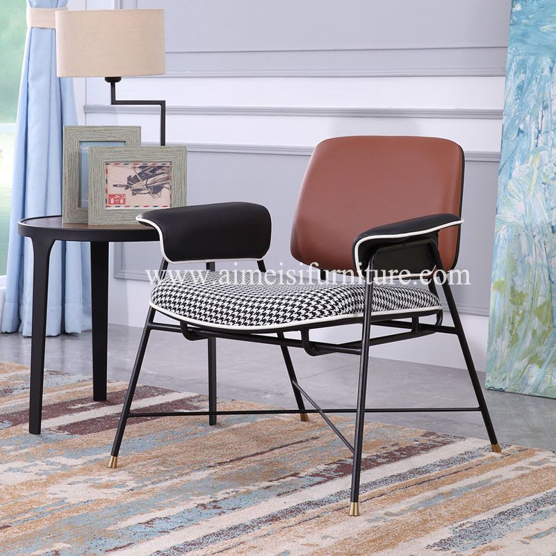 Modern fabric cushion metal frame leisure chair for living room