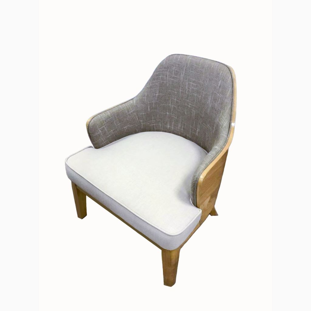 Fabric cushion plywood shell wooden legs single seat arm sofa chairs