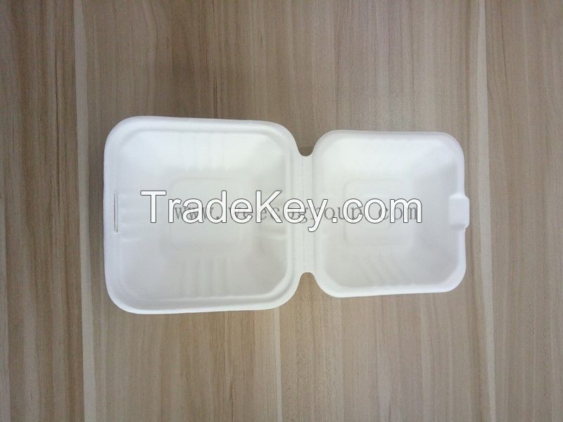 Environmentally Sugarcane Pulp Take Away Food Container