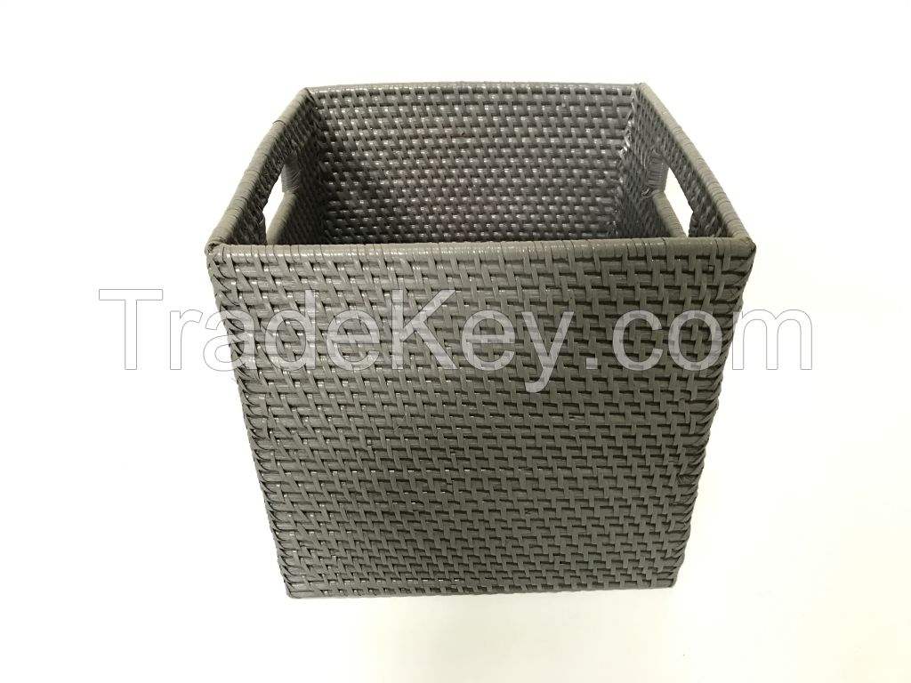 Black rattan storage basket, 