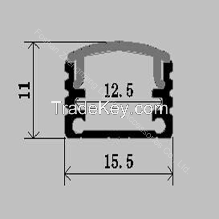 LED Aluminum profile with PC Cover End Caps and Mounting Clips for LED