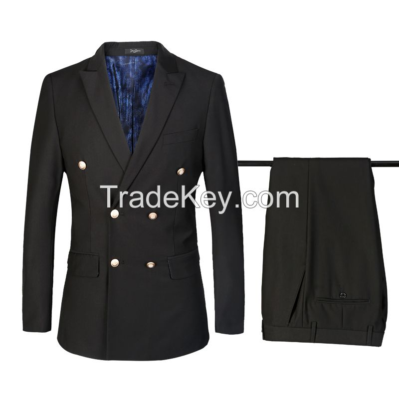 Slim Fit Double Breasted Coat Pant Men Suit