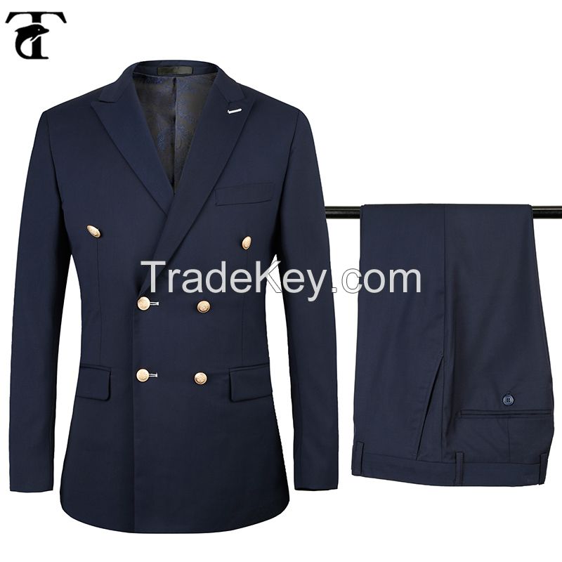 Slim Fit Double Breasted Coat Pant Men Suit