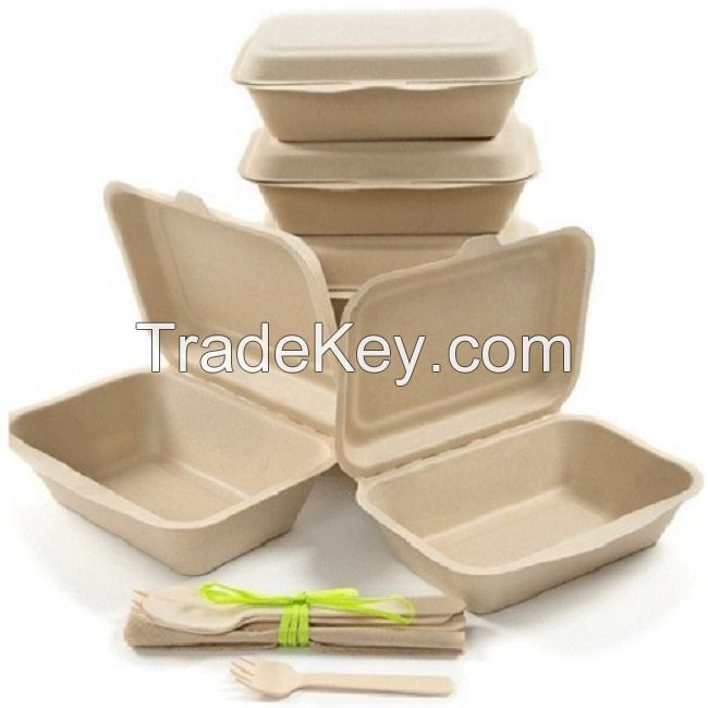 Compostable Sugarcane Bagasse Pulp Disposable Plate Dishes Biodegradable Food Container Tableware