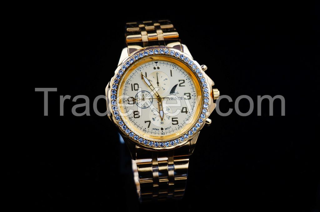 Gold watch, High Quality Brand Design Lowest Price Fashion From China supplier Wristwatch