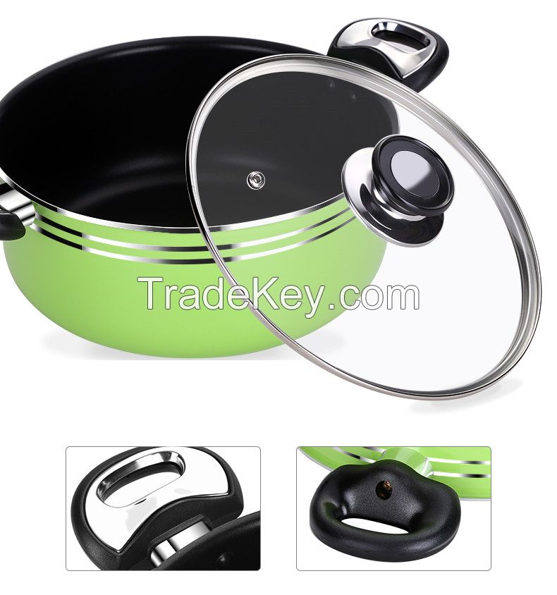 Aluminum Non-stick dutch oven & casserole with temperd glass lid