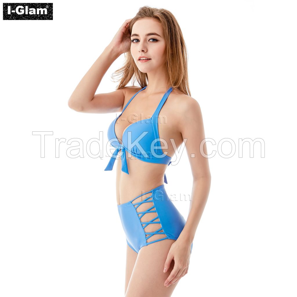 I-Glam Blue High Waist Sexy Bikini Swimwear