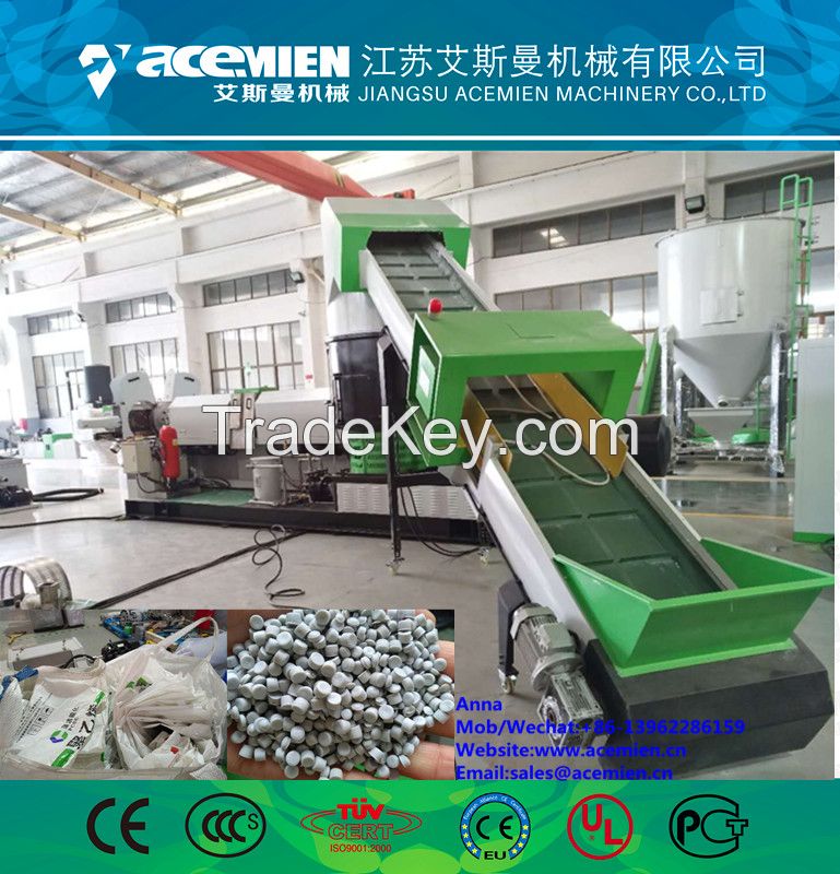 Single screw plastic recycling pelletizing making machine for scrap film and bags