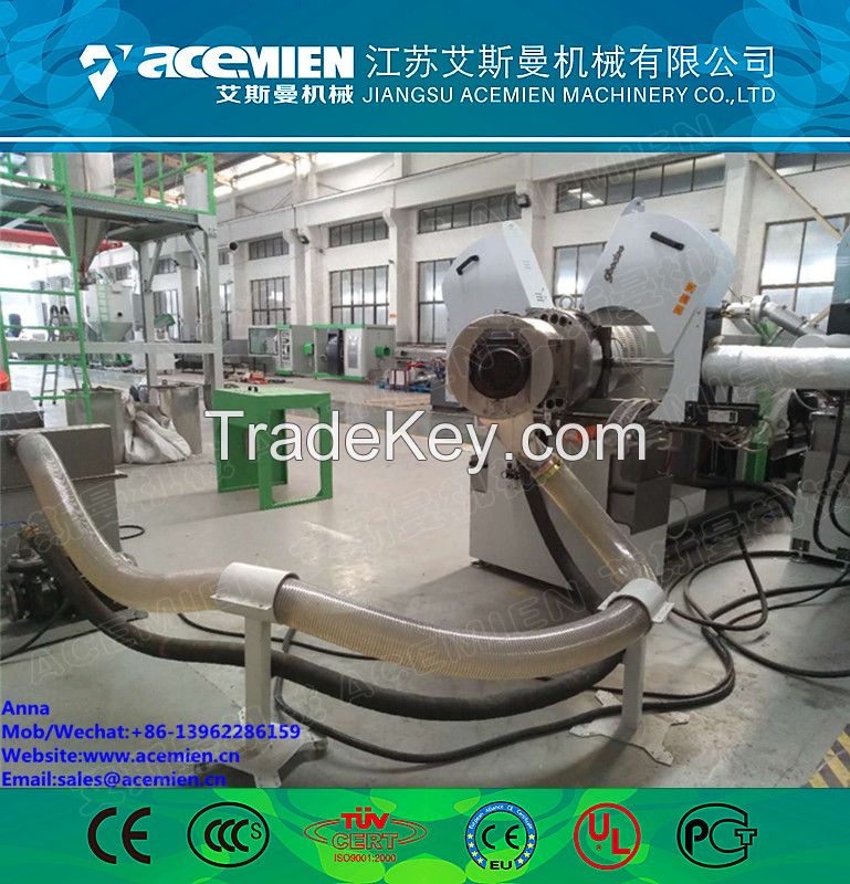 Single screw plastic recycling pelletizing making machine for scrap film and bags