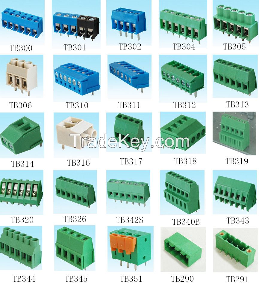 Pluggable male and female terminal block with 3.81mm 5mm 5.08mm 7.62mm pitch for pub mounting