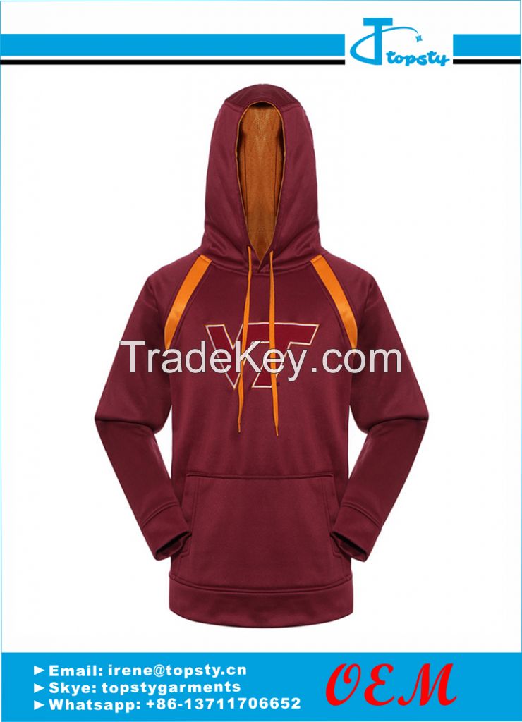 Customized men's pull over fleece hoodies