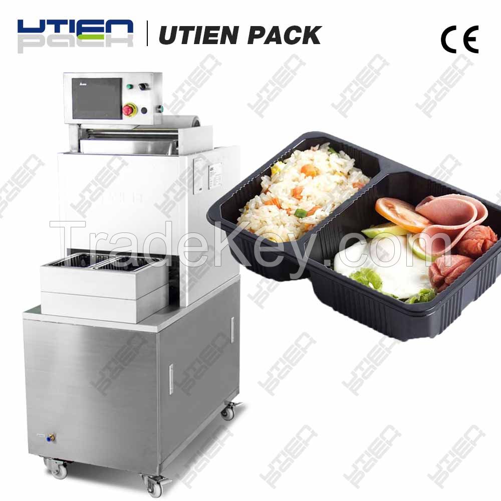 Semi-auto tray sealing machine for ready meal, fast food, fruit