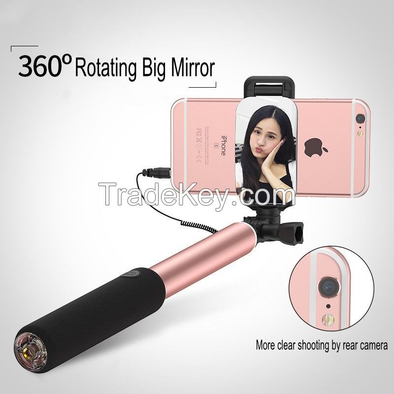 Aluminium Alloy With Mirror Mobile Selfie Stick Without Bluetooth