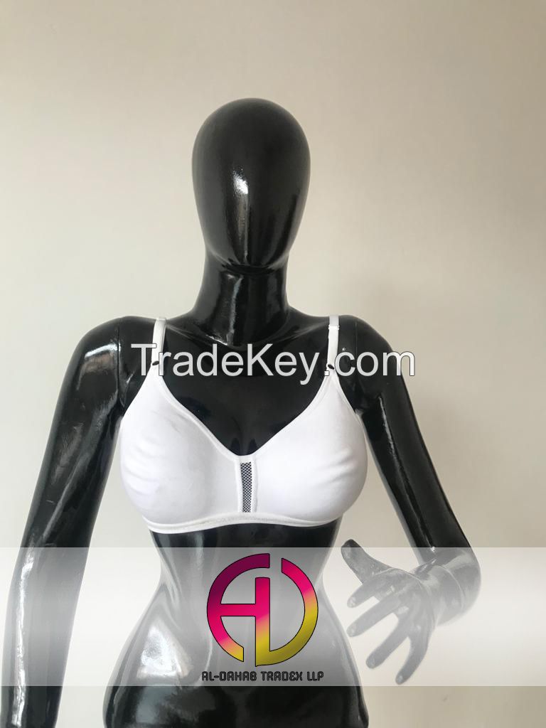 Sports Bra White Comfortable Breathable Cotton