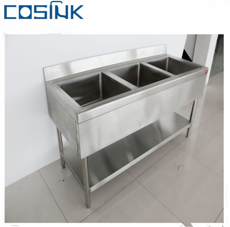 handmade 201 304 Commercial kitchen stainless steel sink with draining board