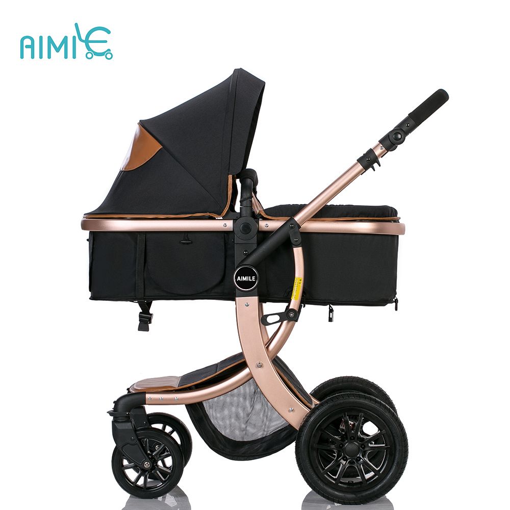 2017 New modle aluminum alloy high view gold best baby stroller from China factory