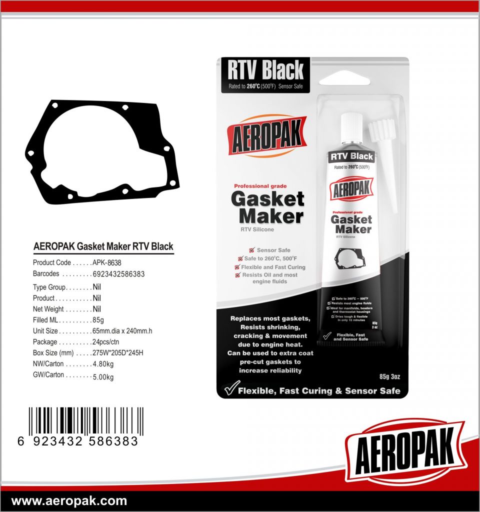 Aeropak RTV Silicone Gasket Maker Adhesive Sealant With Black Red Color